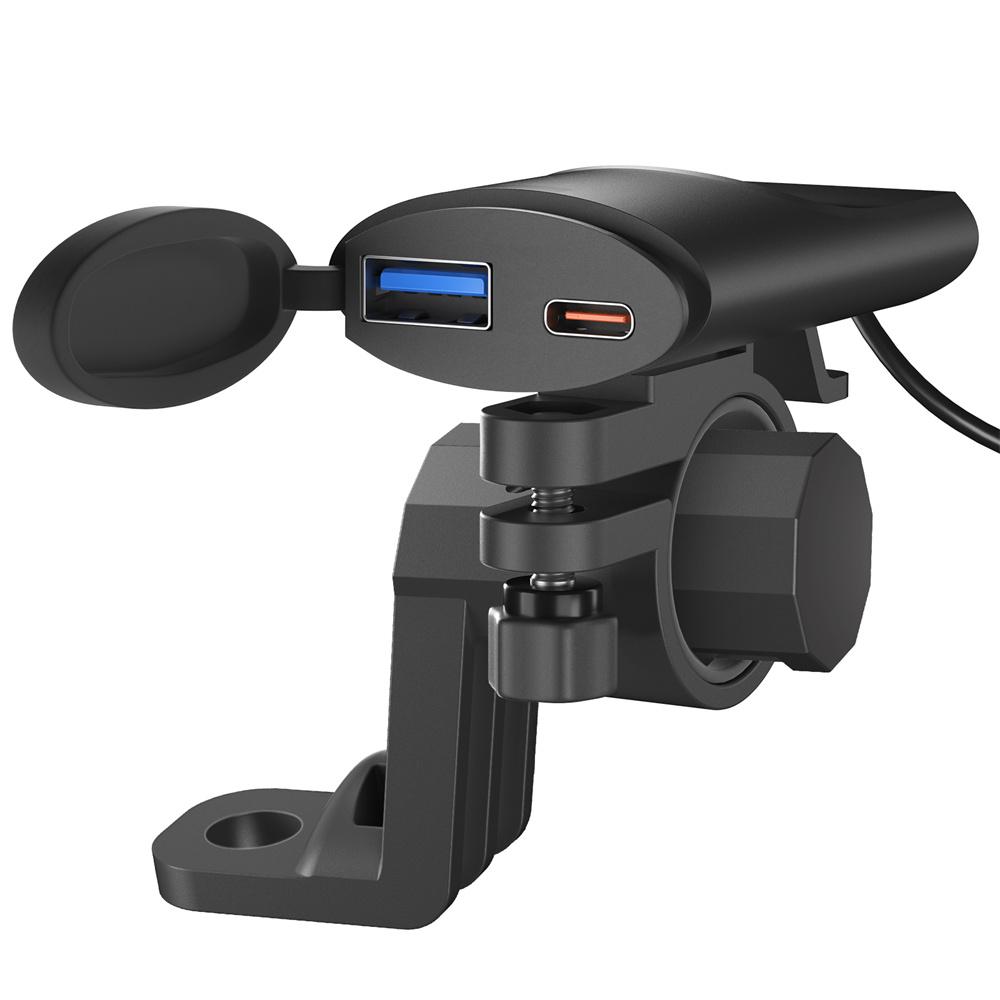 ABS Motorcycle Intelligent Charger 30W USB-C and 18W USB-A Dual Ports 12V-24V