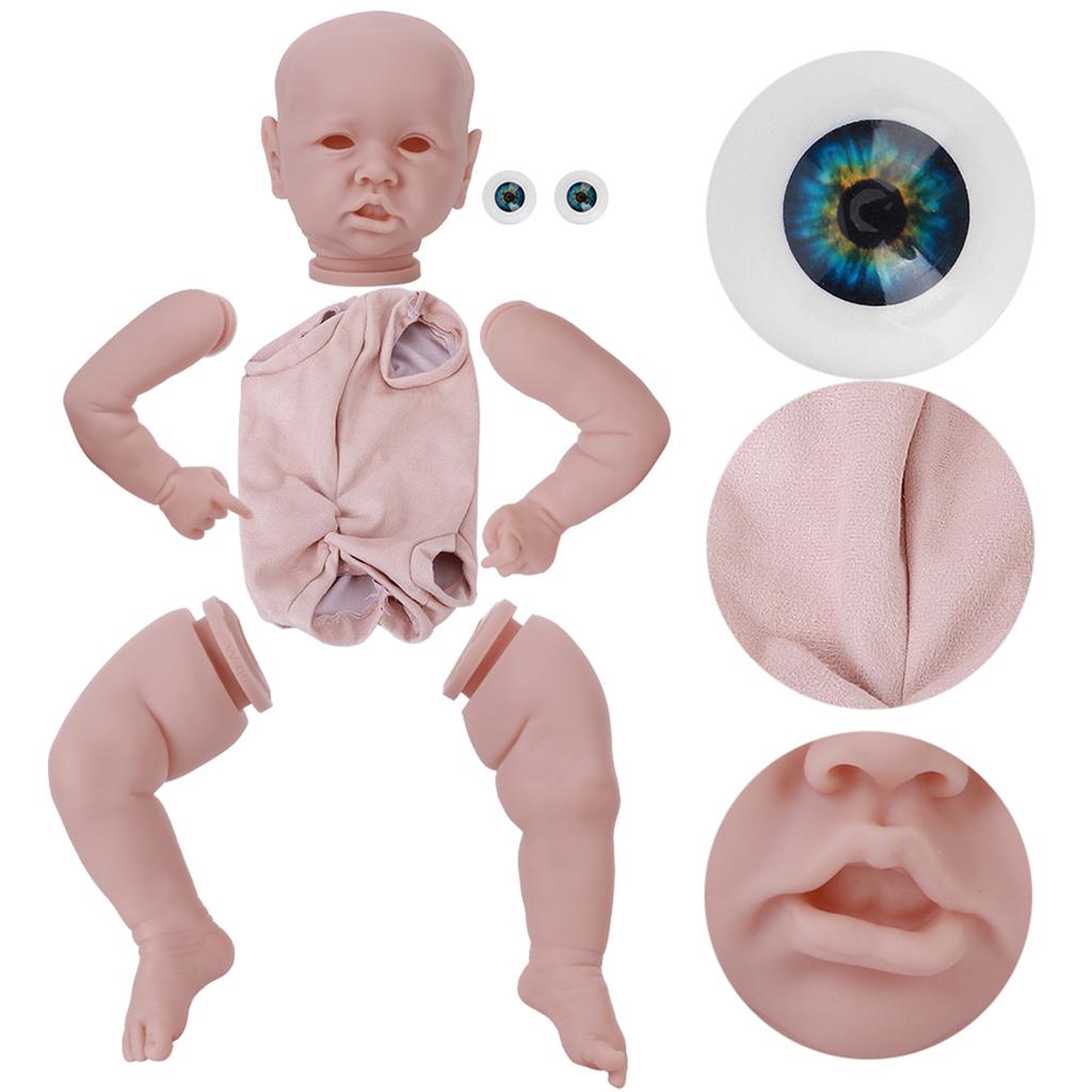 DIY Doll Parts Silicone Doll Kit Toy Unpainted Toddler Soft DIY Doll Accessories 22inchWhite