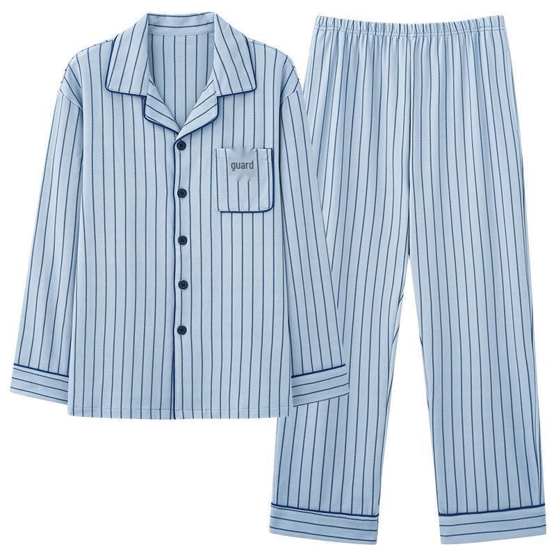 Men's Long Sleeve Cotton Pajama Set - Plus Size, Wearable Outdoors, Lightweight for Spring, Autumn, and Winter