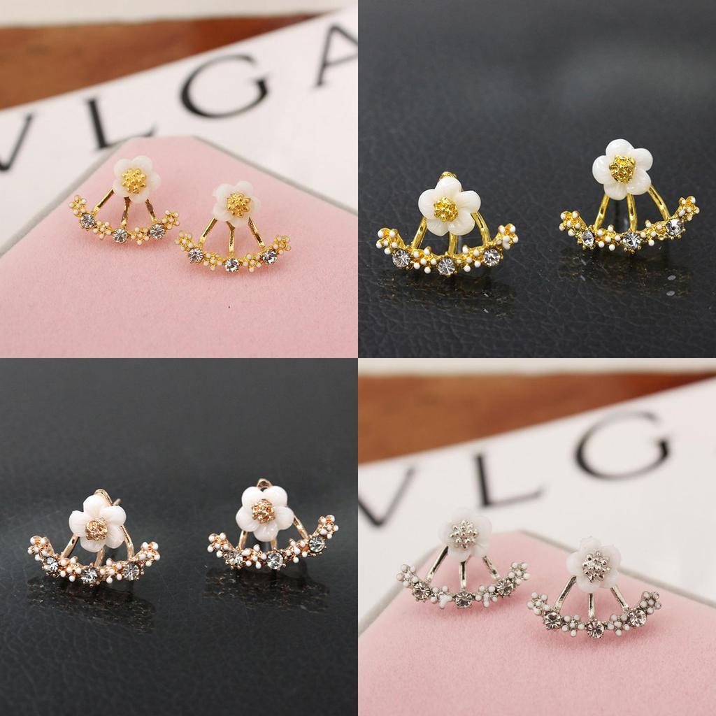 Daisy Alloy Earrings With Embedded Rhinestones For Women And Men