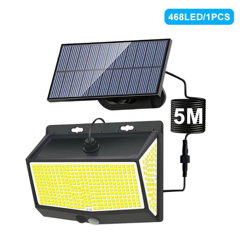 Solar Motion Lights Outdoor 468LED 3 Modes Solar Fence Lights Waterproof Solar Security Lights Yard Door Patio Garage Step 180° Lighting Angle