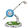 Golf Ball Pen Holder Stand with a Pen and Clock Desktop Decor Golf Gift(blue)