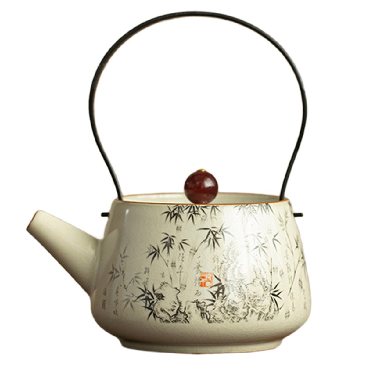 2025+ 210 мл Керамический чайник с ручкой-петлей в стиле ру-килн, с фильтром, для заваривания чая, декоративный China Mainland