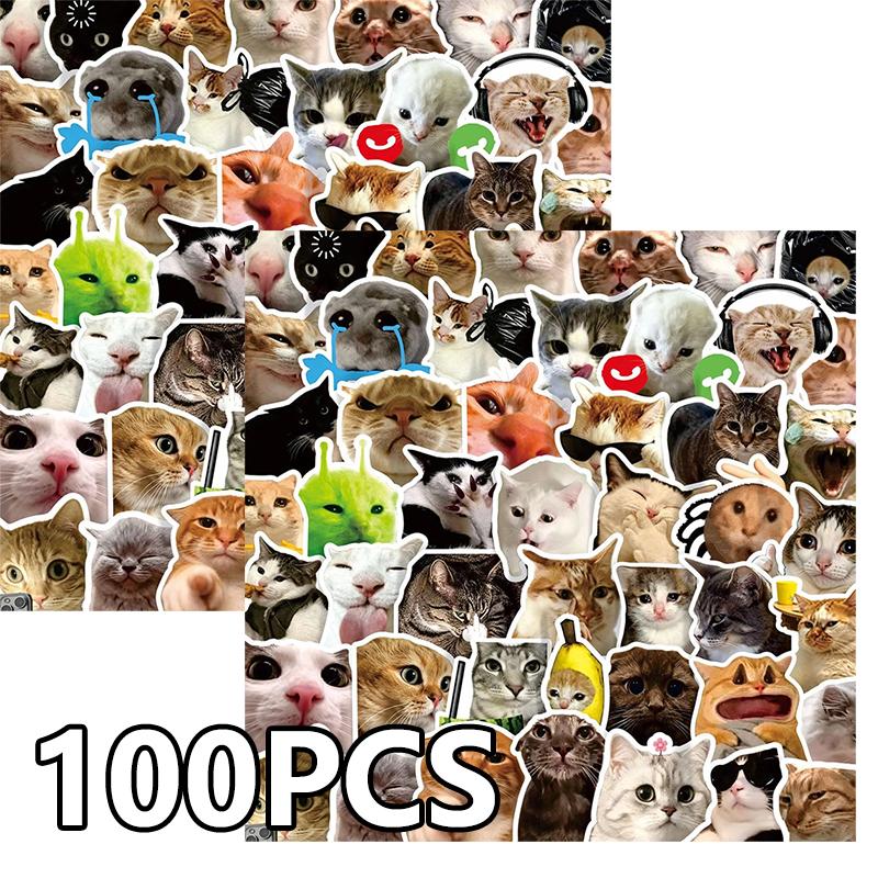 Cute Funny Cat Meme Cartoon Stickers Waterproof DIY Decoration Laptops Water Bottles Phones Cute Animal Decals Toys Gifts