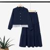 ZANZEA Ensembles Deux Pièces Élégants pour Femmes : Blouse à Manches Longues Bordée de Dentelle et Longues Jupes