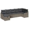 Garden Sofa Set with Cushions and Storage 7 Pcs Grey Poly Rattan