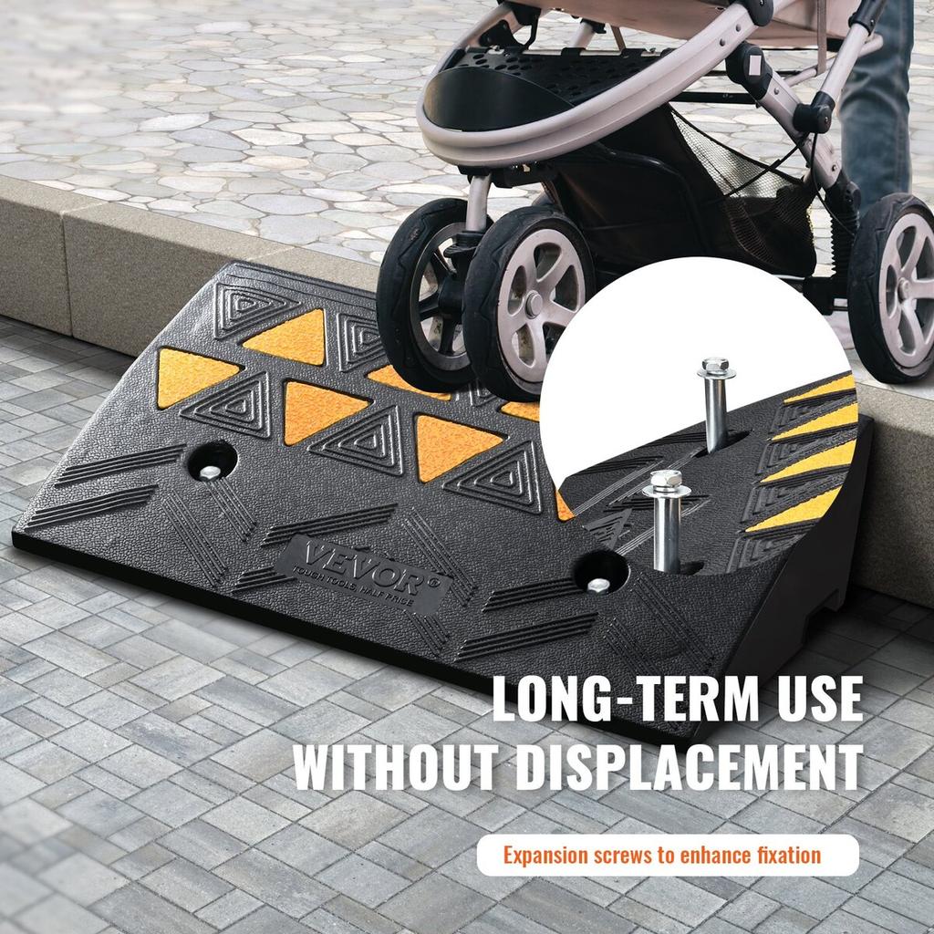 Rubber Curb Ramp 4.25" Rise Height Sidewalk Curb Ramp, 11.8" Width 19.7" Length Driveway Ramp for Curb, 15T Heavy Duty Rubber Ramp for Forklifts,