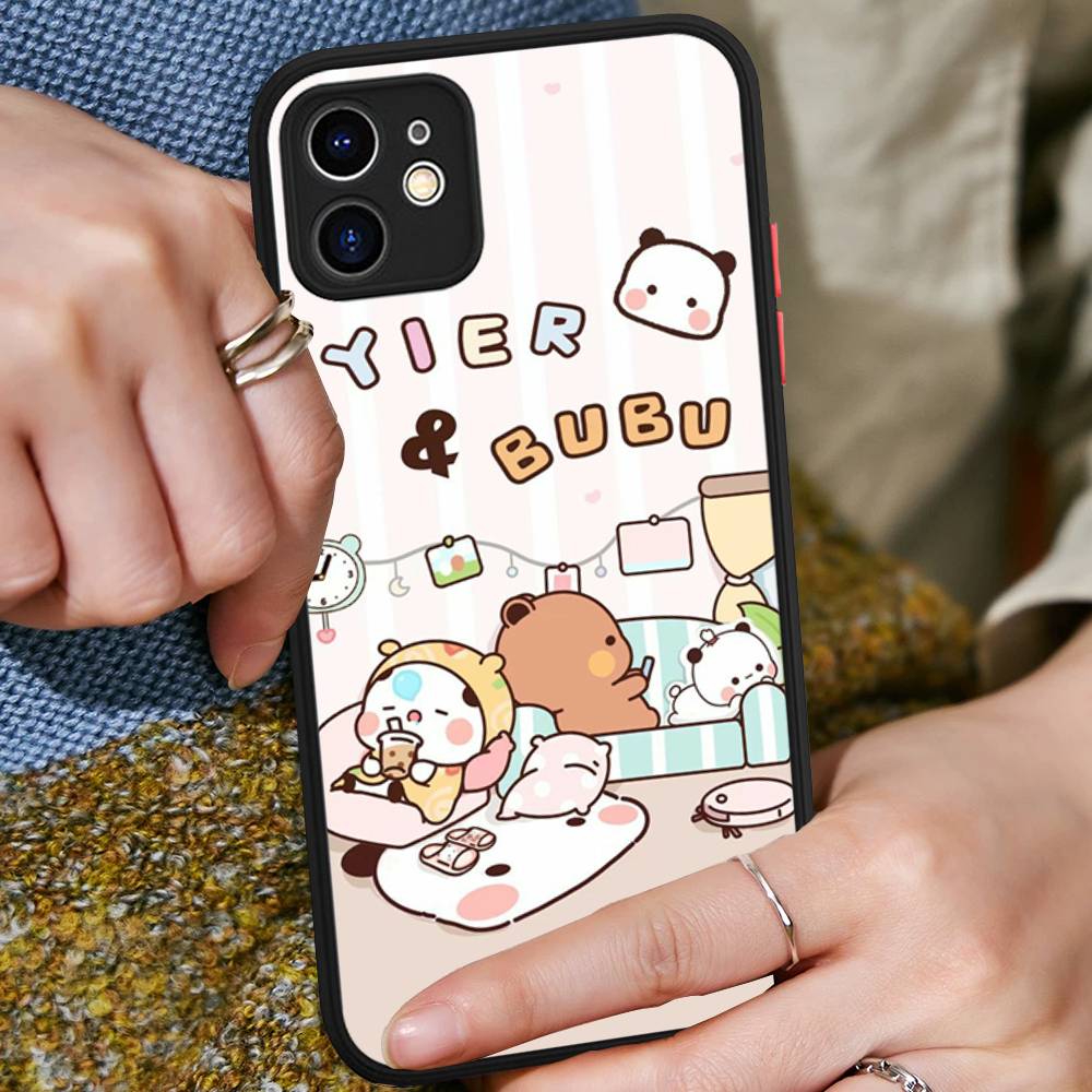 Custodia per Telefono con Personaggi Bubu e Dudu Per IPhone 16e 16 15 14 13 12 11 Pro Max X XS Max Plus Opaca Trasparente