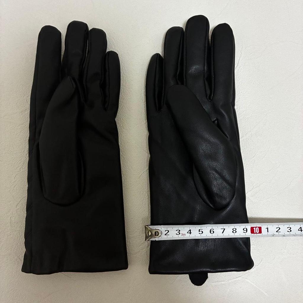 Used Women's Faux Leather Black Gloves with Zigzag Stitching