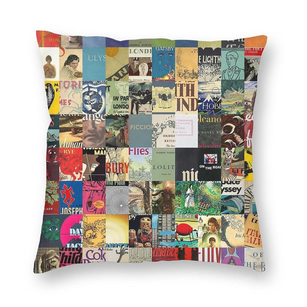th Century Book Lover Square Pillowcase Polyester Linen Velvet Pattern Zip Decorative Throw Pillow Case Bed Cushion Cover