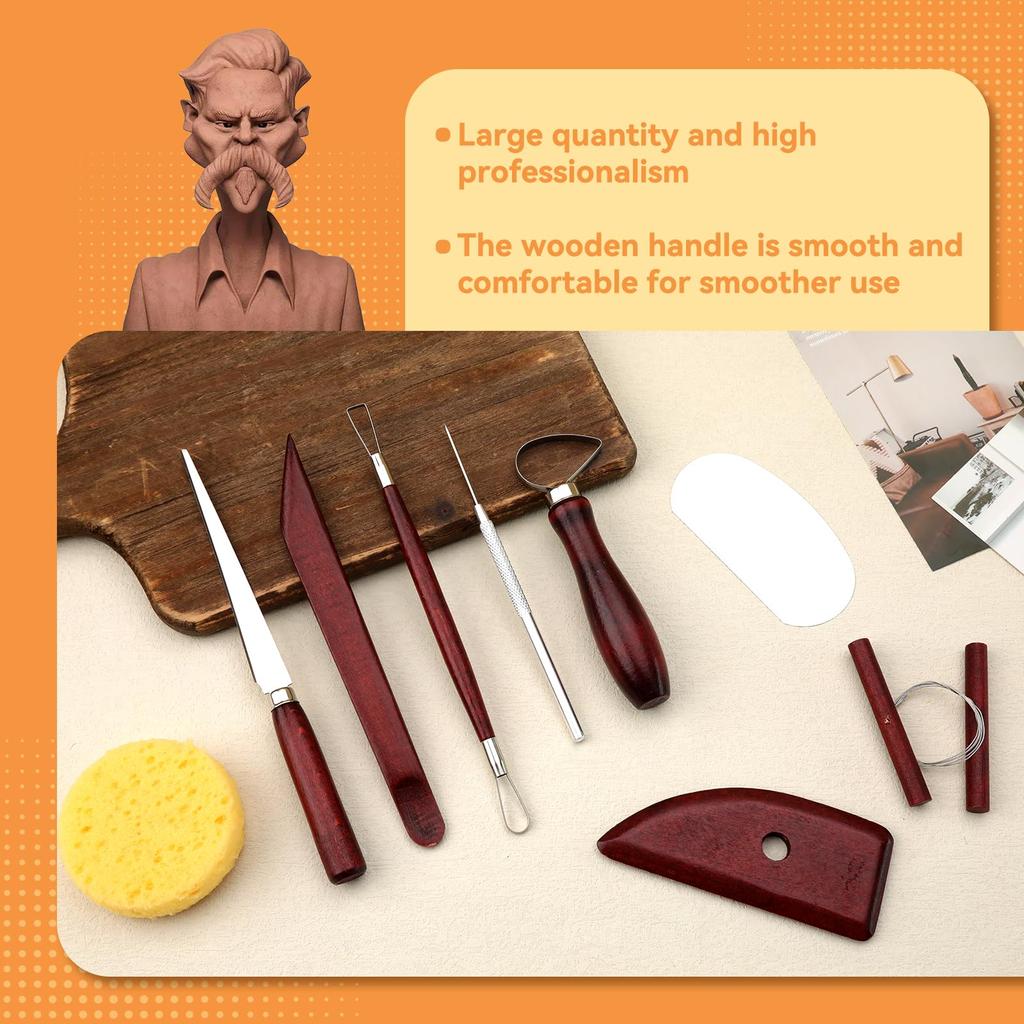 Pottery Tools Kit Clay Tools Set Ceramic Tool Kit Pottery Tools and Supplies with Clay Cutting Modeling Trimming Tools