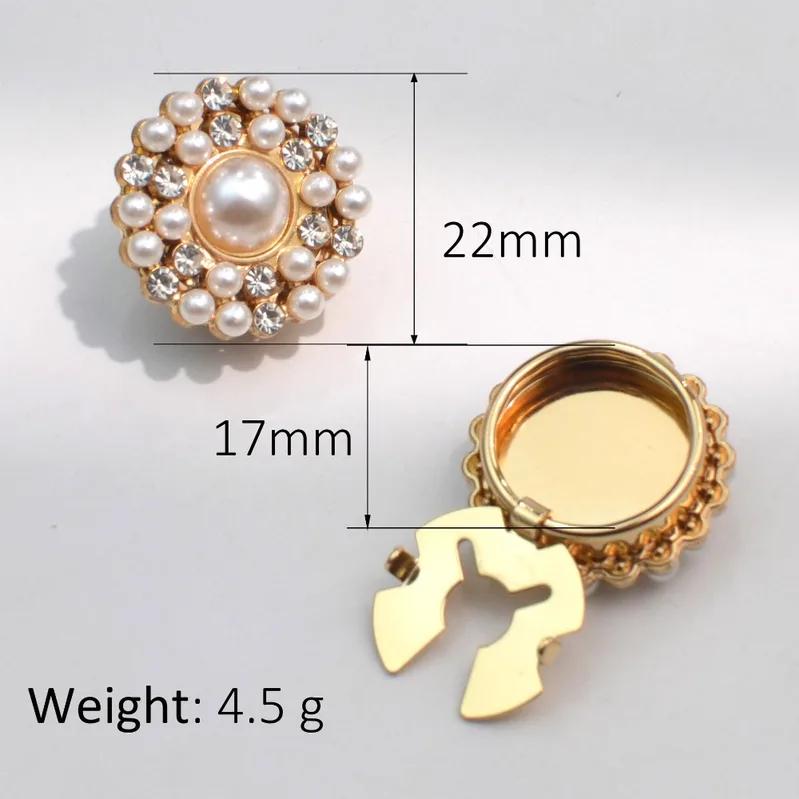 2PCS Button Cover Shirt Cufflinks Pearl Round Rhinestone Ornament Sleeve Covers Shirt Styling Accessories