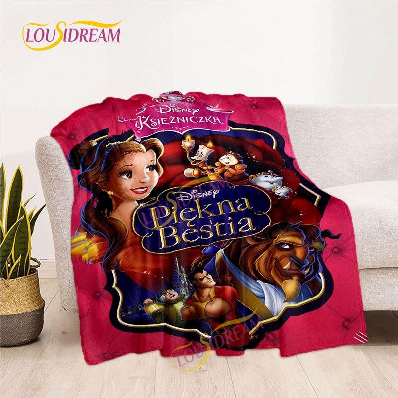 Märchendecke, Picknickmatte, Die Schöne und das Biest, Flanelldecke, Wohnzimmer-Schlafsofa, warme Decke, weiche Decke für Mädchen und Kinder