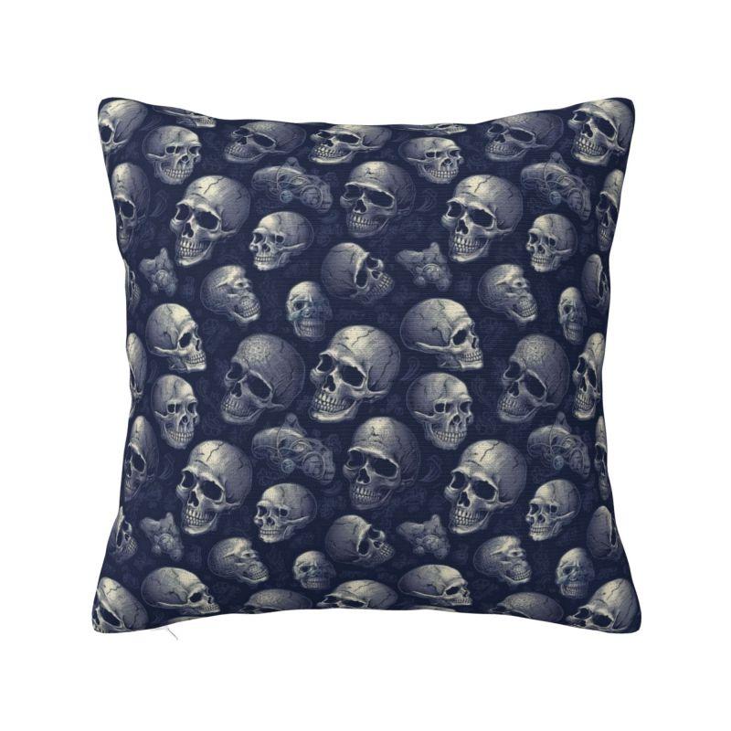 Custom Horror Skeleton Gothic Death Skull Cushion Covers 45x45cm Throw Pillow Case for Car Pillowcase Living Room Decoration