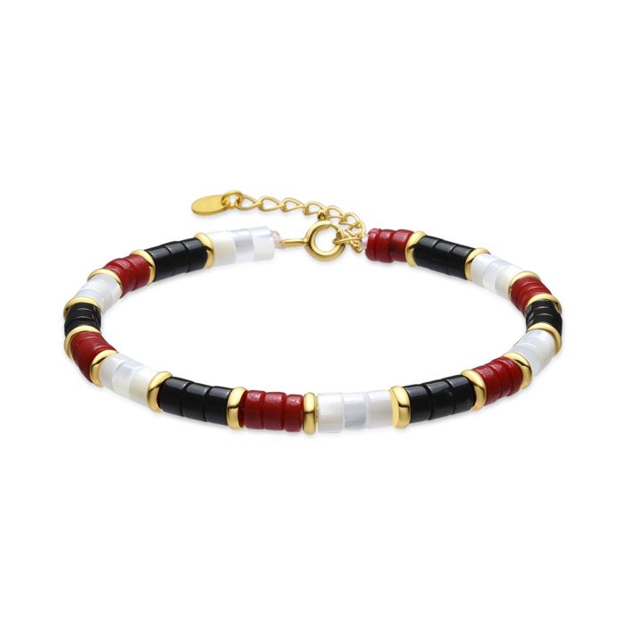 Bracelet - Luxenter - Siraba - Argent 925 - Or jaune 18k - Corail