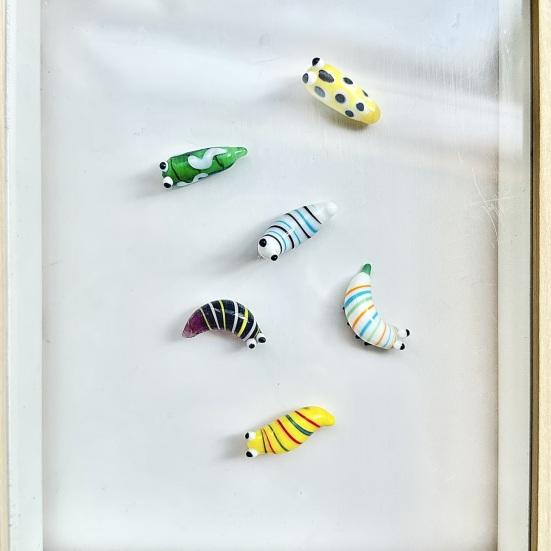 Mini Glass Caterpilla Figurines Tiny Hand Blown Animal Art Decoration Collectible Office Desk Tabletop Ornament