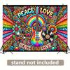 Lebendiger Psychedelischer Peace Love Wandteppich, Hippie Musik Wanddekoration mit Gitarre & Regenbogen für Schlafzimmer