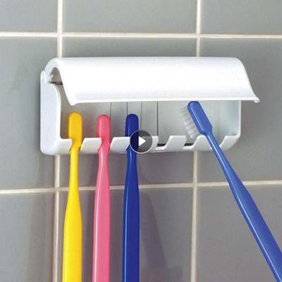 Portaspazzolino Senza Foratura Portatubi Dentifricio da Parete Scaffale Porta Dentifricio Portaoggetti Organizzatore Bagno Accessori Bagno