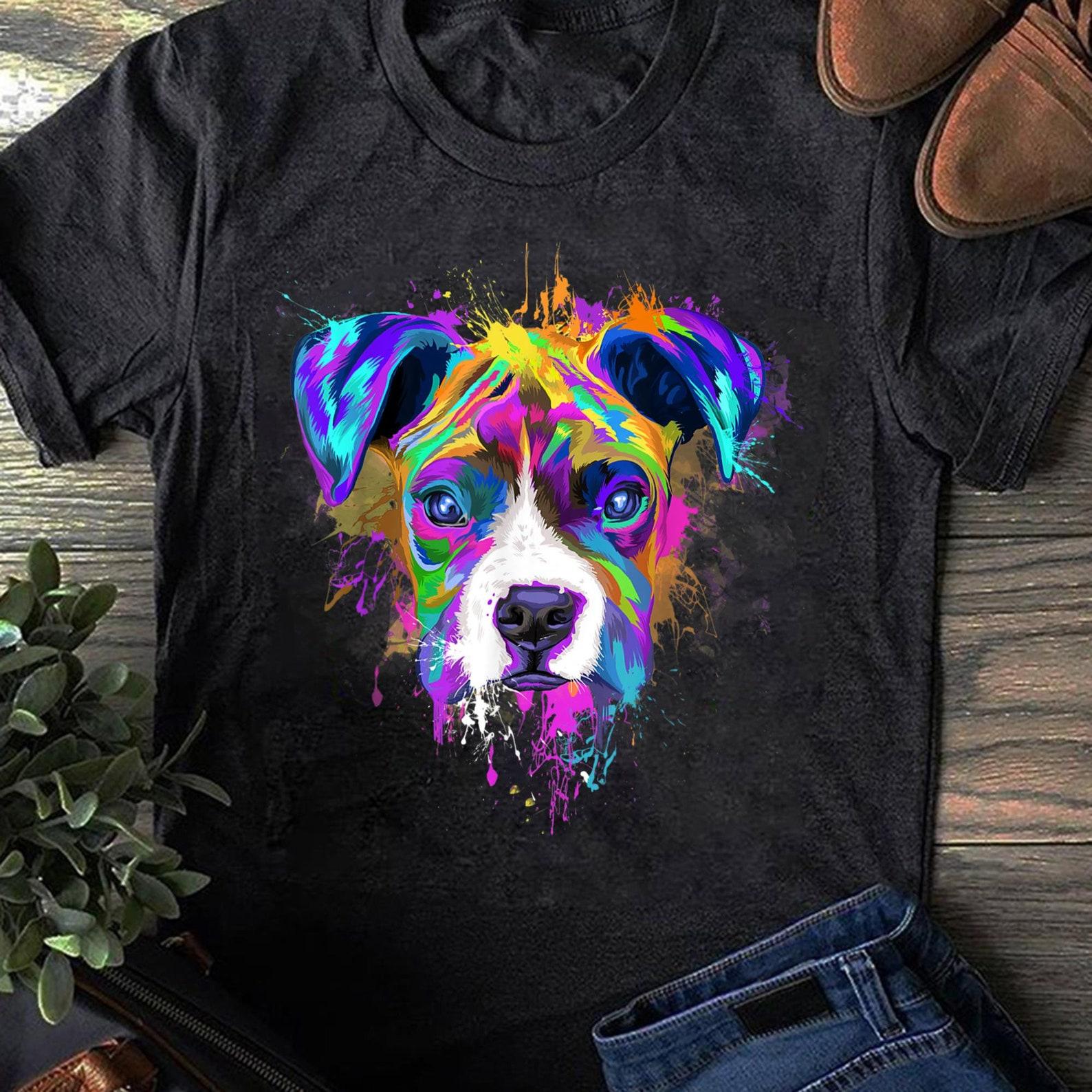 Splash Art Boxer Dog T-Shirt: Funny Pup Lover Gift S