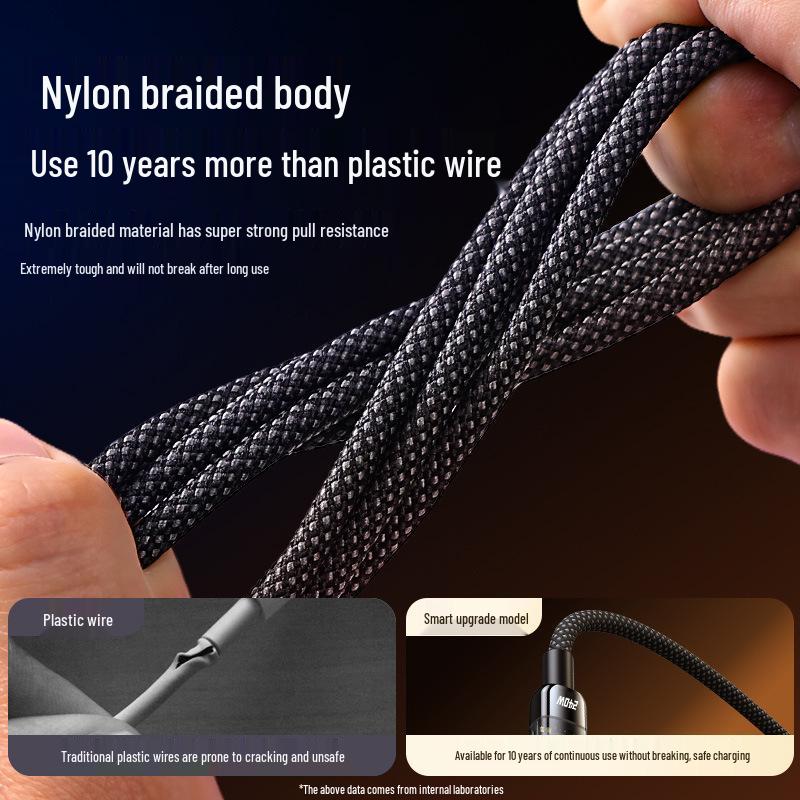Braided 6A Type-C Fast Charging Cable for Xiaomi, OPPO, Huawei, Honor, Vivo