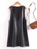 Robe débardeur en cuir grande taille pour femme Automne/Hiver 2025 Coupe ample Sans manches Style polyvalent 529