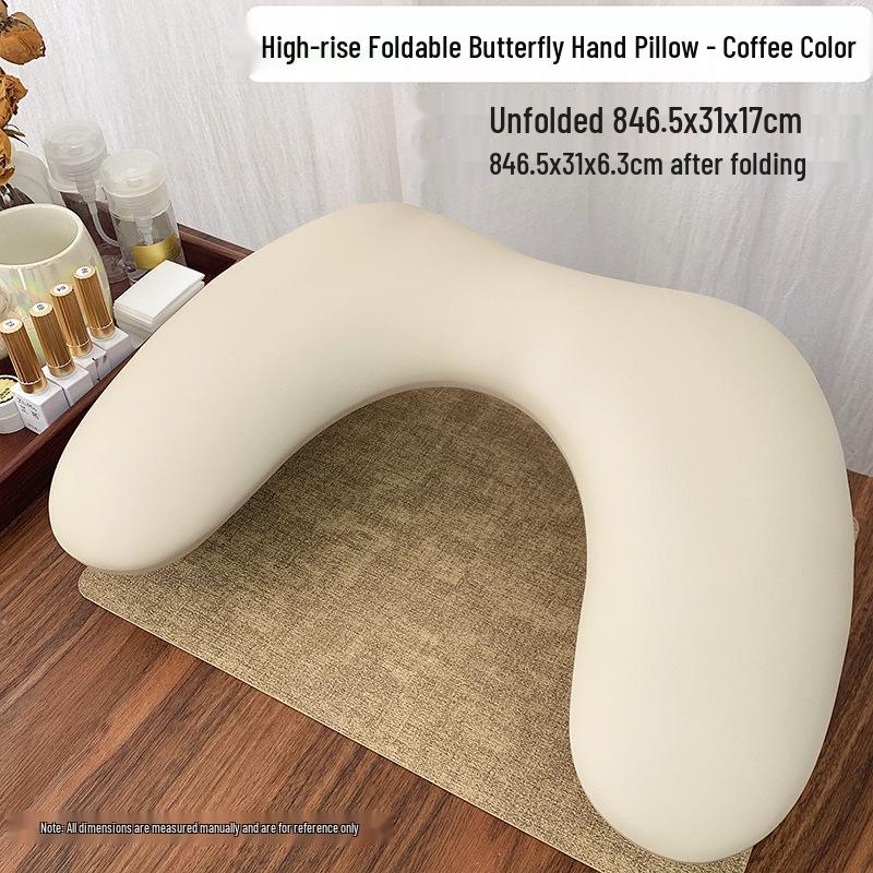 Russian-Style Foldable U-Shaped Leather Manicure Hand Rest with Butterfly Design