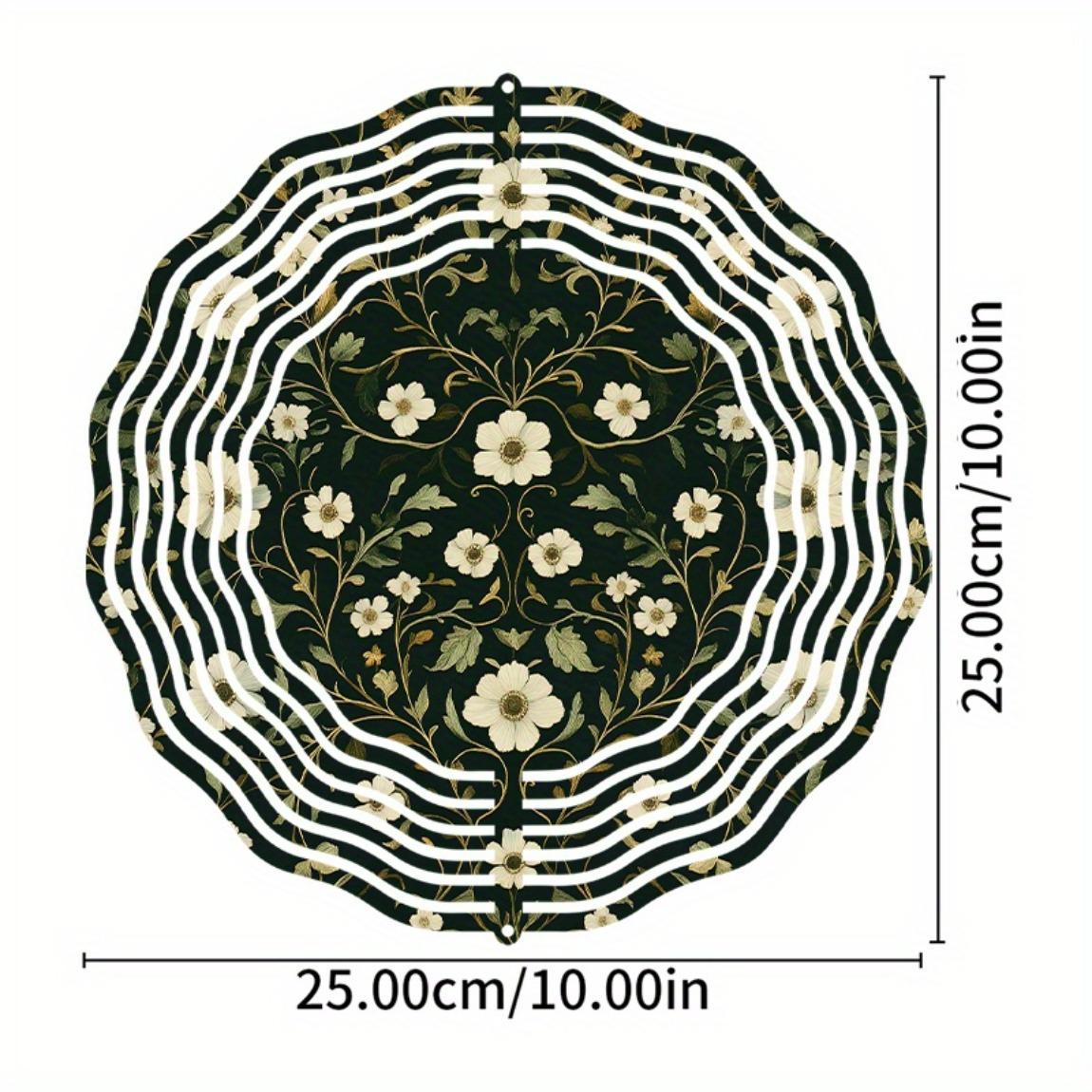 

Уличный металлический декор «Ветряная мельница» - 10-дюймовый элегантный дизайн «Глубокий зеленый и белый цветочная лоза», нержавеющее садовое искусство, экологичный спиннер для патио 01A