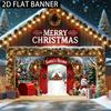 1pc Santa Claus Wreath Banner - Winter Farmhouse Decoration with Snowman  Wreath  and Deer Patterns
