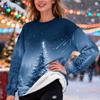 Women's Fashion Casual Long Sleeve Christmas Printed Round Neck Plus Velvet Thickened Sweatshirt