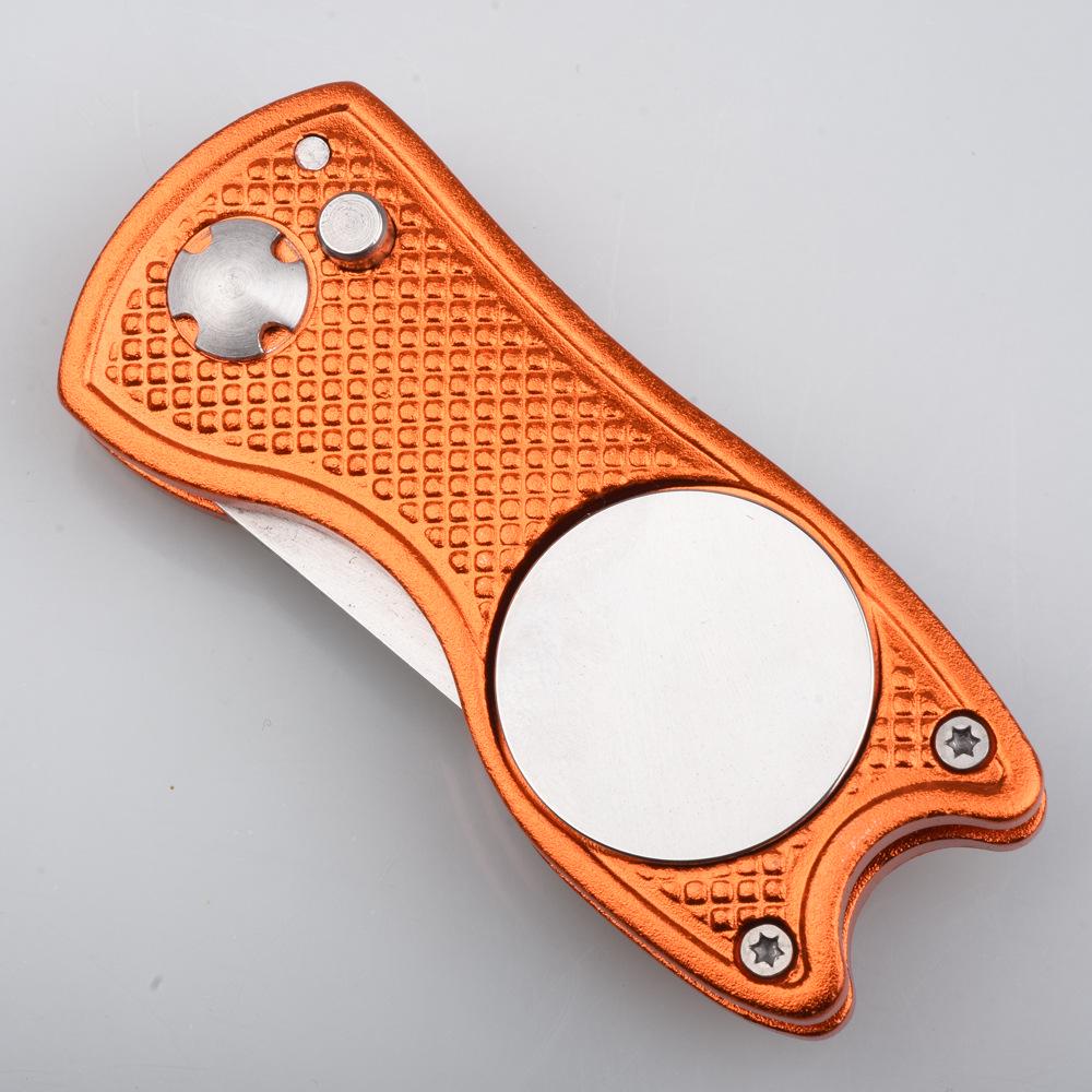 Folding Golf Green Repair Tool with Marker - Aluminum Handle