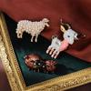 Cute Sheep Brooches For Women Lamb Pin Y2K Shiny Pearl Crystal Lapel Pins Badges 2027 New Year Gifts Fashion Jewelry Accessories