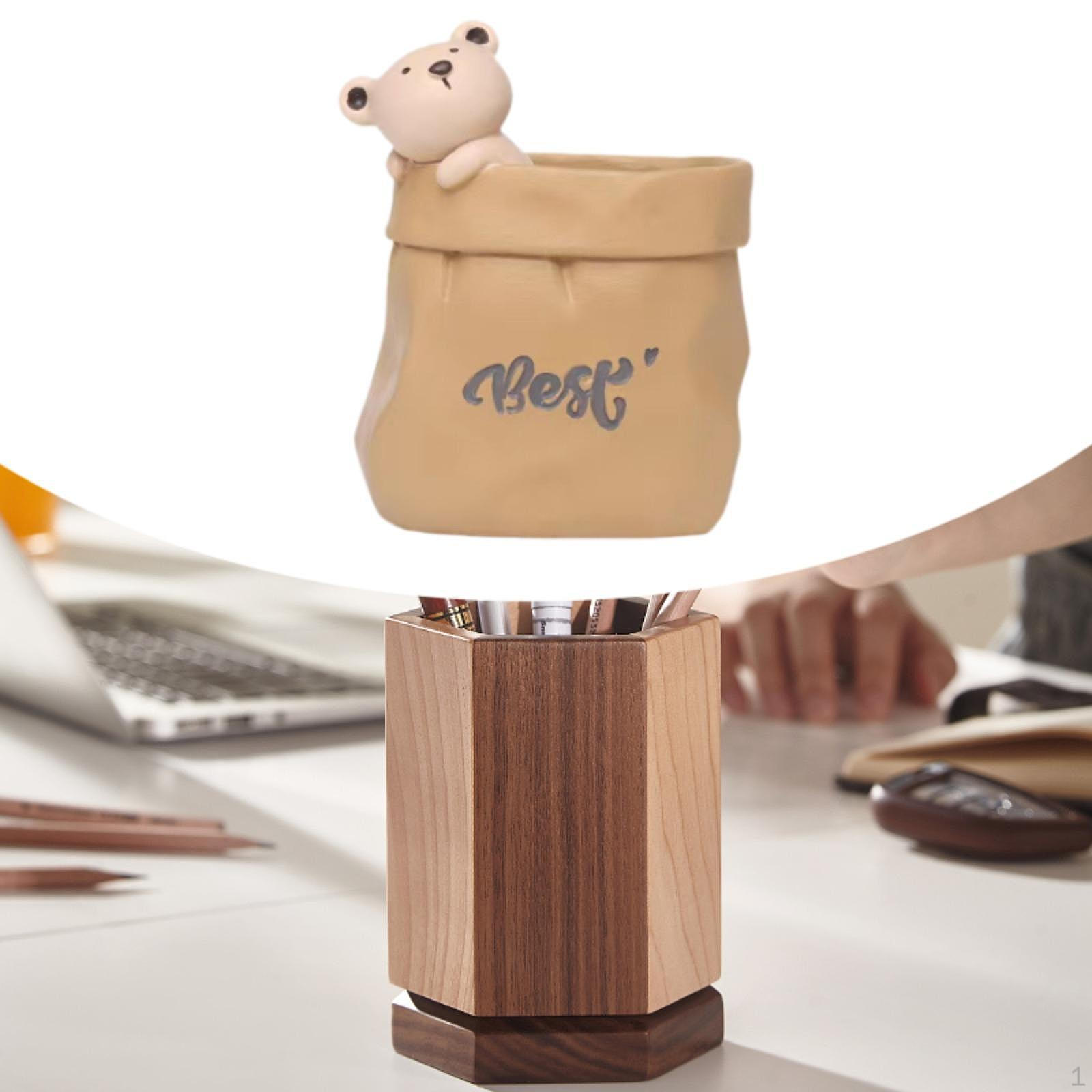 

Cartoon Resin Pen Holder Desktop Container Storage Organizer for Desk Accessories Bear