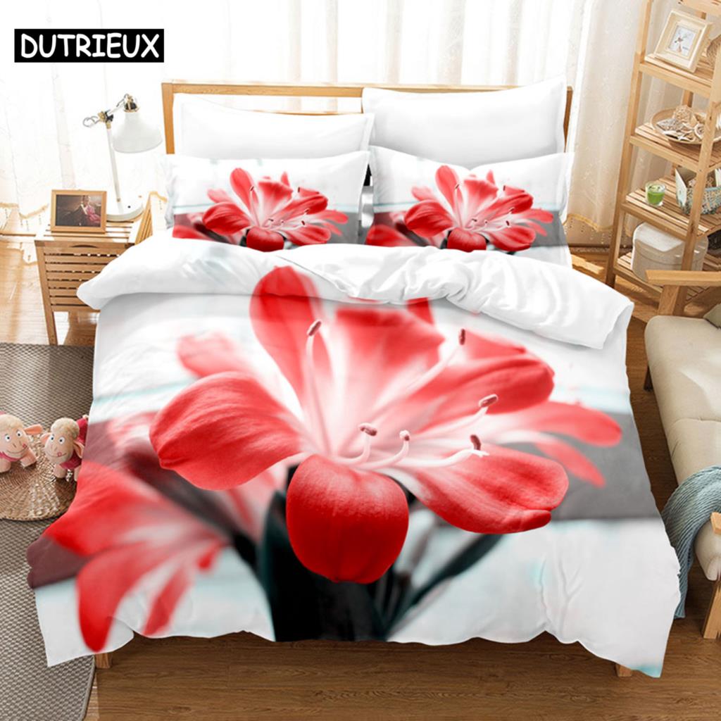 Flower Double Duvet Cover Bedding Set Quilt Case Linens King Queen Full Size 3D Print Pillowcase Single Twin Bed 220x240 200x200