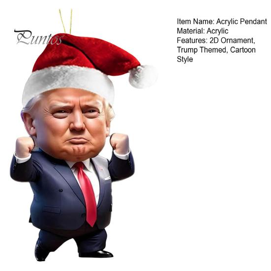 Trump Ozdoba Świąteczna 2D Akrylowy Wisiorek do Lustra Wstecznego w Samochodzie Kreskówkowy Trump Ozdoba na Choinkę na Plecak Drzwi