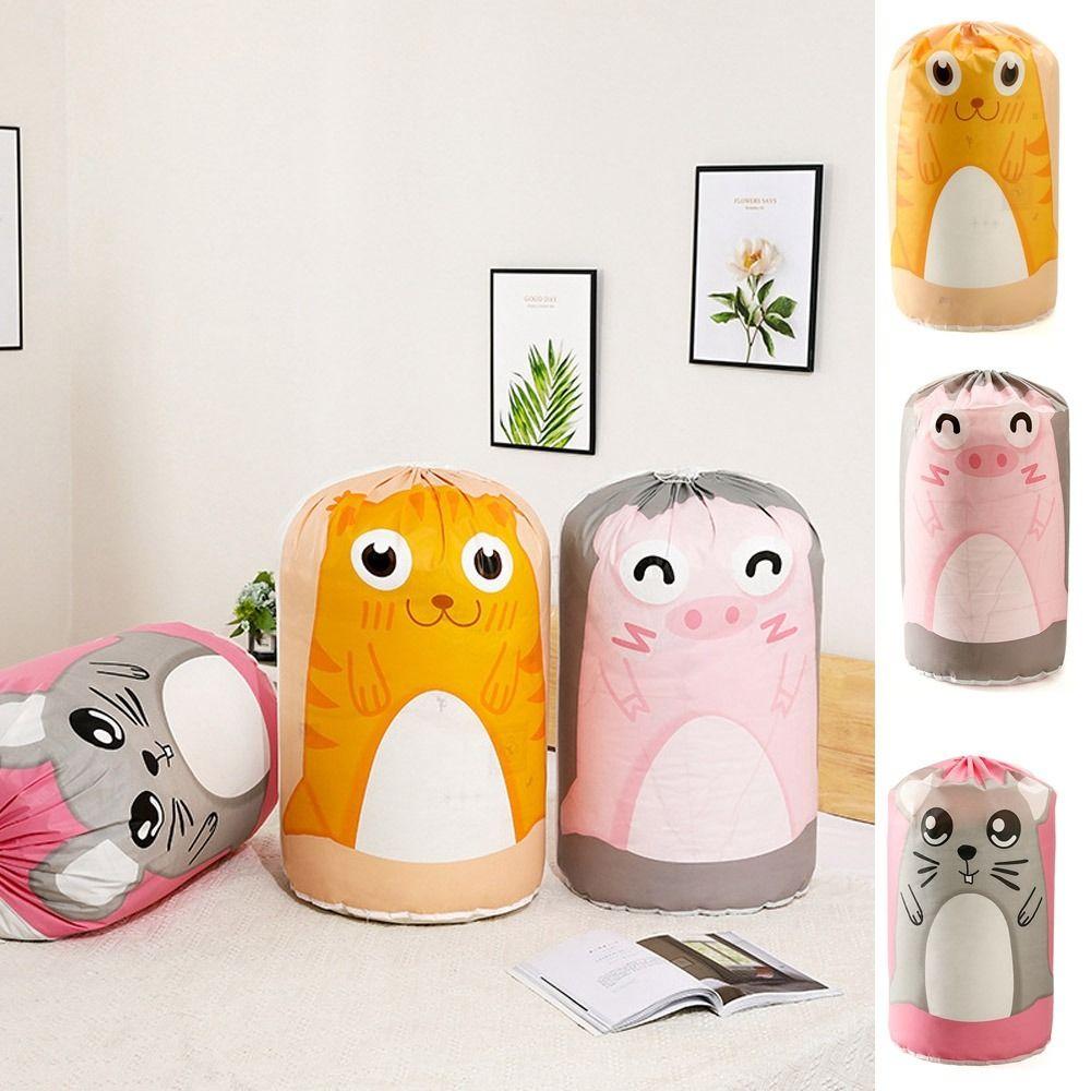 

Thickened Drawstring Storage Bag Large Capacity Clothing Packaging Bag Cute Child Toy Basket Home Pink-Piggy