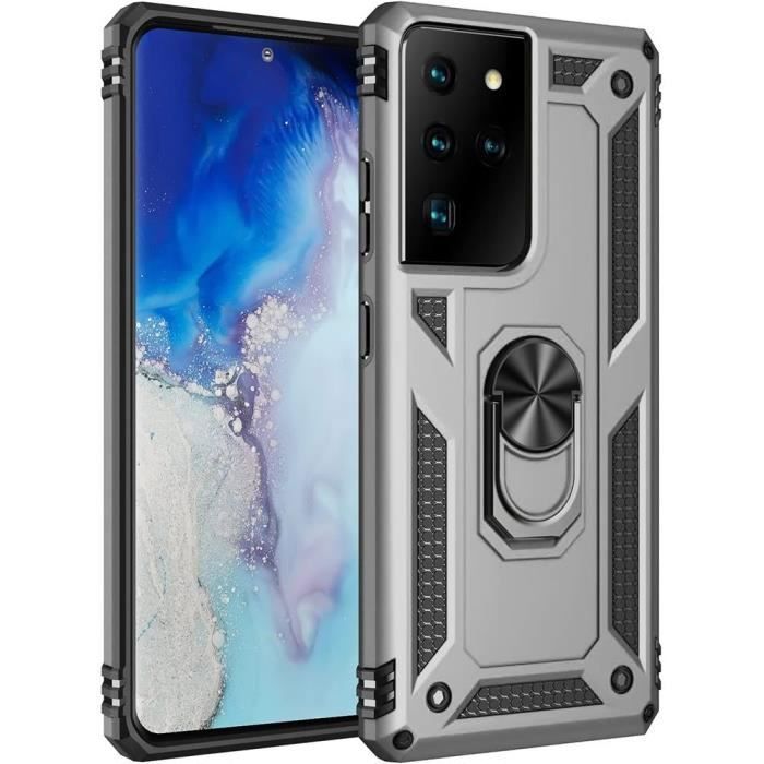 Coque et Verres Trempés - PROSHOP - Samsung S21 Ultra - Argenté - Antichoc - Protection Double Couche