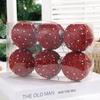 6Pcs 8cm Xmas Ball Faux Pearl Shinny Festive Round Shape Decorative Bright Color Christmas Ball with Rope for Festival