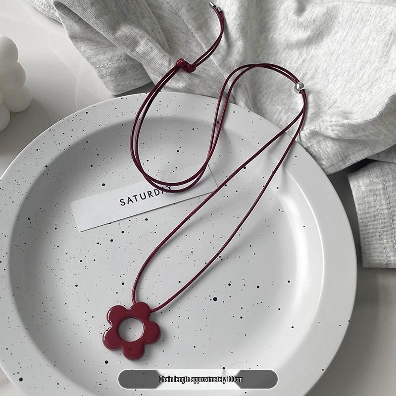 Korean Heart Comb Black Drawstring Necklace - Women's Fashion Choker Chain