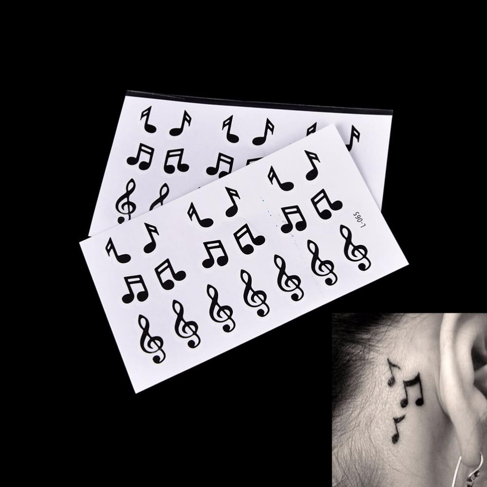 

1pc Waterproof Tattoo Sticker Body Art Water Transfer Feather Music Note Cross Barcode Temporary Tattoo Sticker