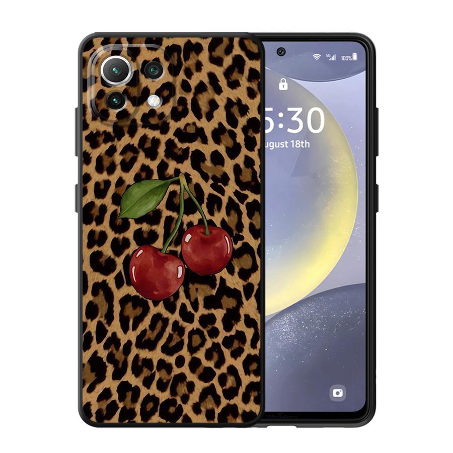 Funda Phone Cover Case for Xiaomi Mi 14 10T 13 Lite 15 Pro 11T 12T Pro 12X 12 11 Leopard Cherry
