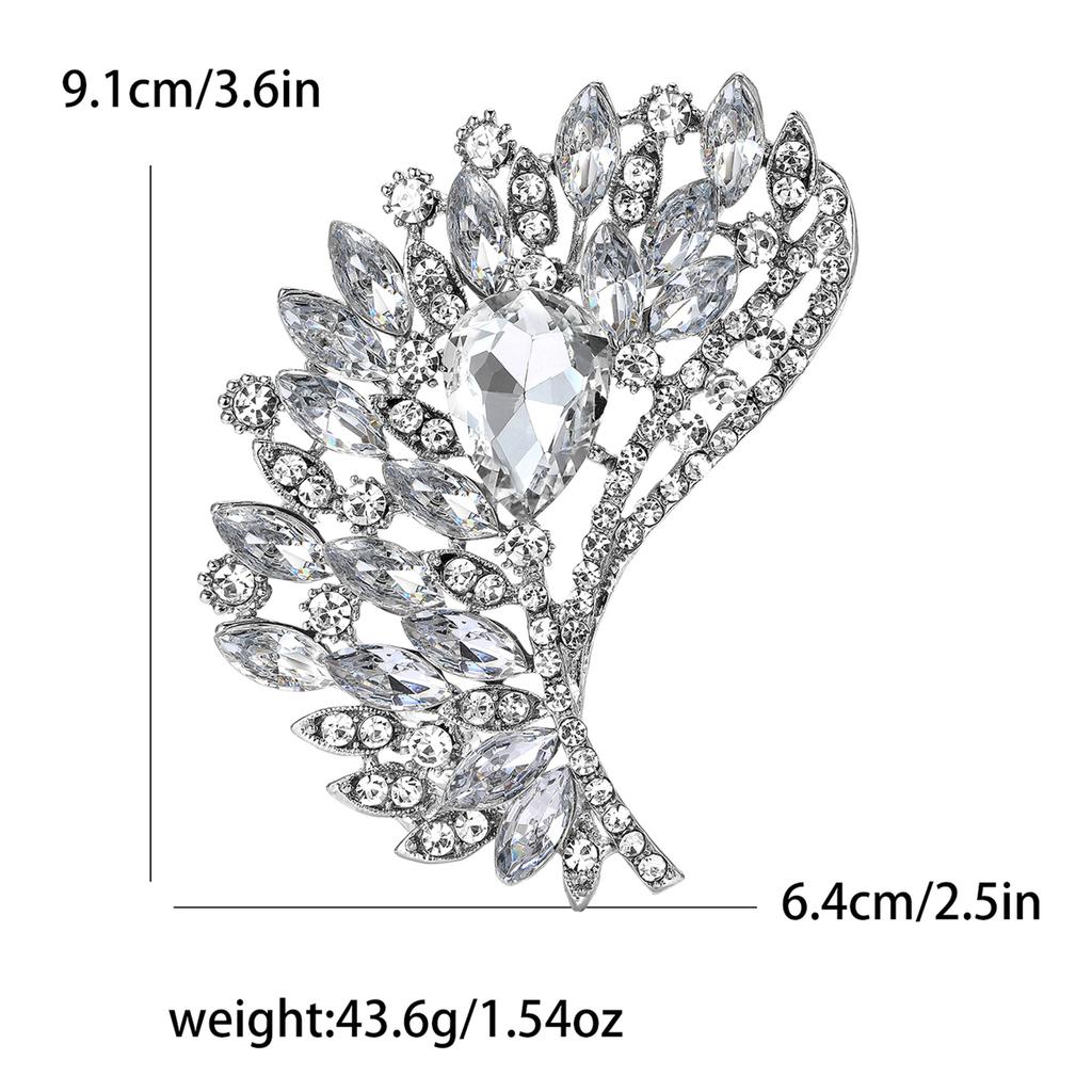 Legering Strass Stor Glas Brosch High-End Retro Dam Sjal Kofta Korsage Smycke Nål