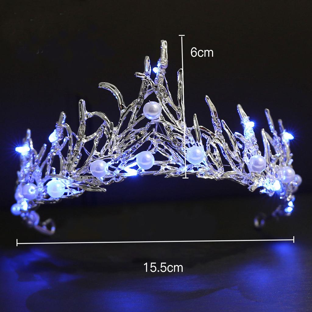 Braut Prinzessin Krone Diadem Leuchtender Strass LED-Licht Kopfschmuck Haaraccessoire für Hochzeit Cosplay Party Haarschmuck Schmuck