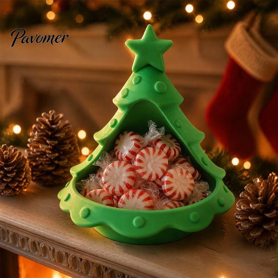 Seasonal Desk Organizer 3D Printed Christmas Tree Ornament, Desktop Storage for Candies Nuts Keys, Party Serving Platter Decorative Candle Holder