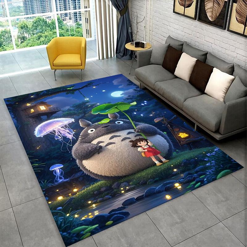 Classic T-Totoro Cartoon Cute Carpet Rug for Playroom Bedroom Living Room Sofa Home Decor,kid Area Rug Non-slip Floor Mat Gift