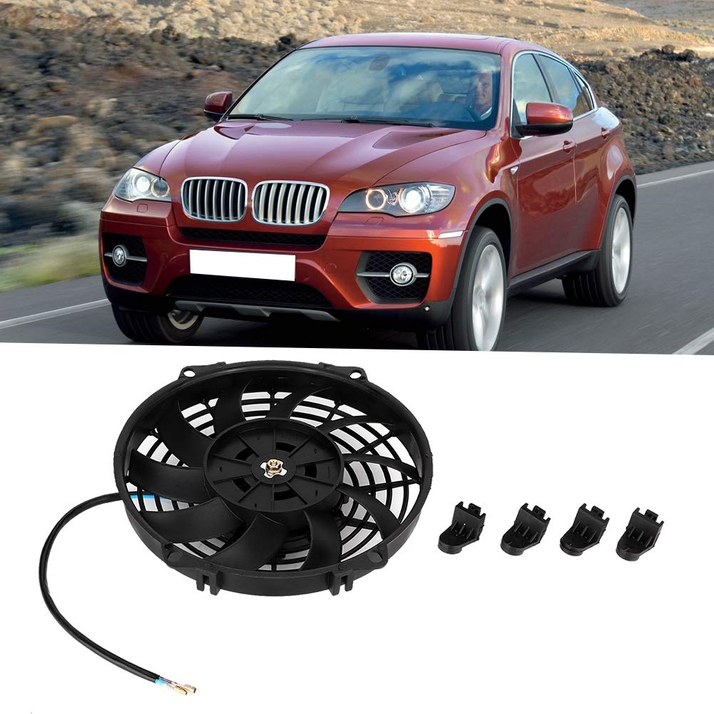 Univerzální 24V chladicí ventilátor do auta se zakřivenými lopatkami pro klimatizaci a elektrický chladicí ventilátor kondenzátoru 9palcový Kondenzátor, Ventilátor,