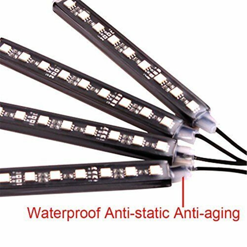 4x12LED Car Interior Footwell Decor Atmosphere Neon Light RGB W/ Remote Control