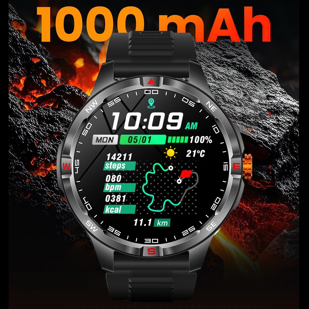 1000 mAh Battery Outdoor Smart Watch Men GPS Sport Compass AI Voice Assistant Watch 5ATM Waterproof Outdoor Smartwatch New