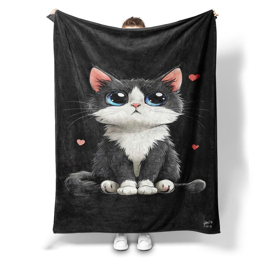 

Cute Kitten Print Flannel Throw Blanket Soft Cozy Fleece for Home Office Sofa and Car All Season Fun Gift 72x100in 130x150cm51x59in