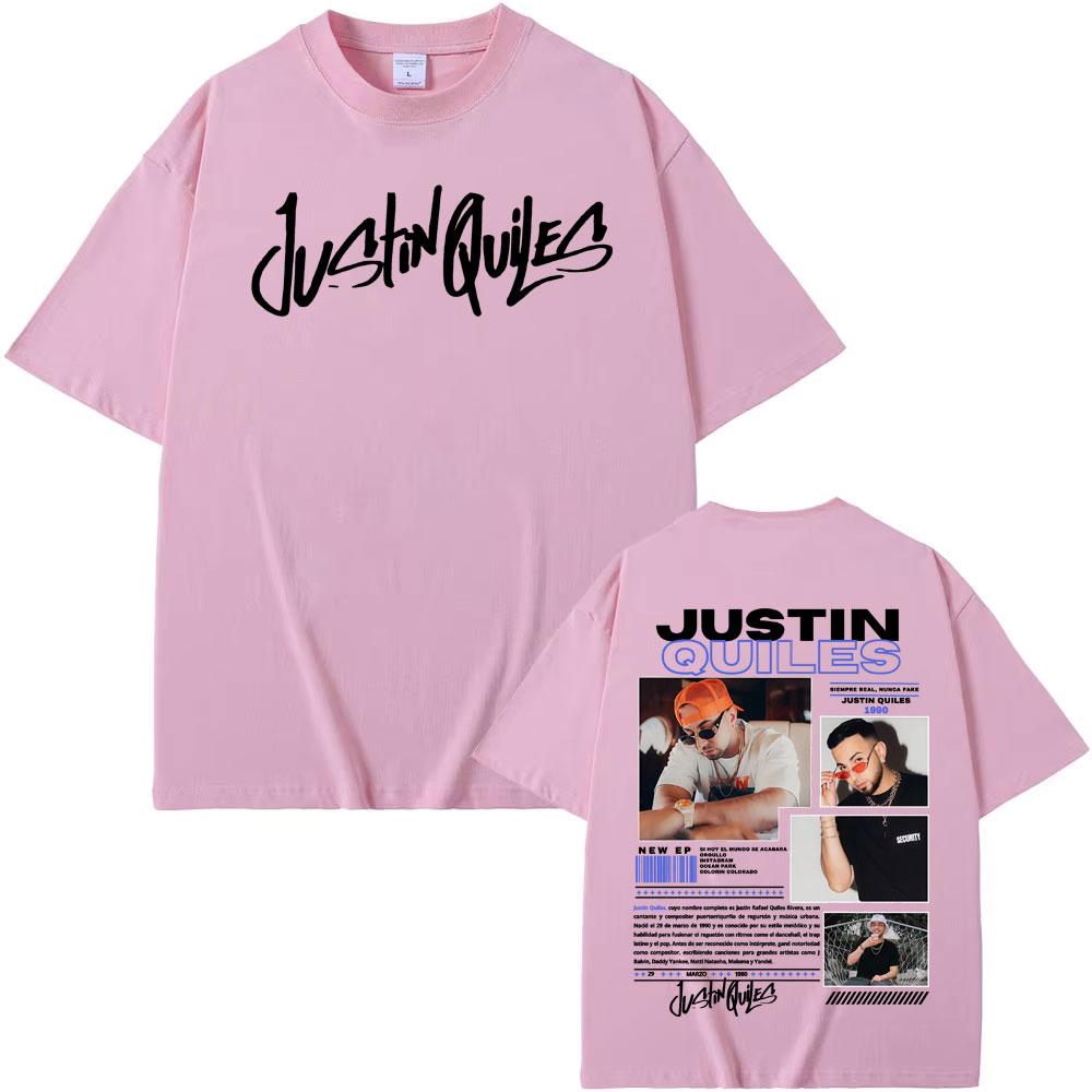 Singer Justin Quiles Album 2025 Tour Graphic T-shirt Men's Clothing Vintage Hip Hop T Shirts Cotton Loose Short Sleeve Tee Shirt