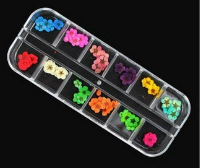 Nail Art 3D Real Dried Flowers - 12 Colors Lace Design